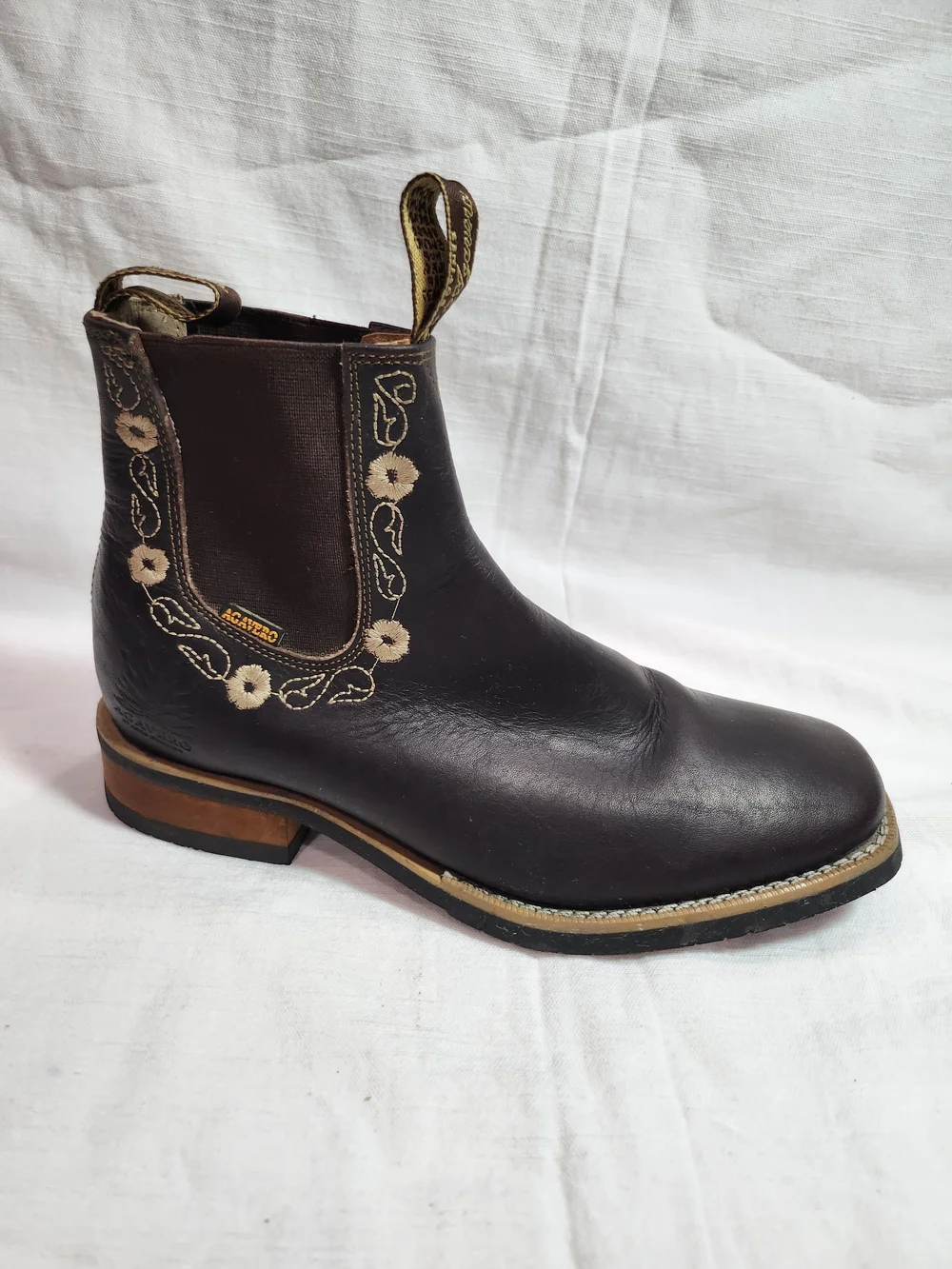 El Agavero Leather Floral Embroidered Boots 7